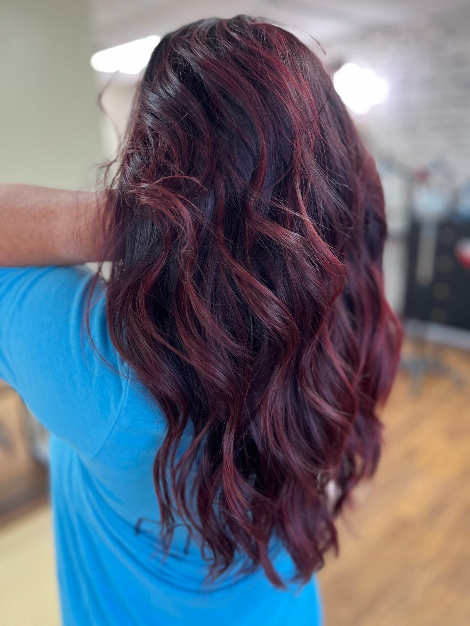 Deep burgundy dimensional color created by Aimee