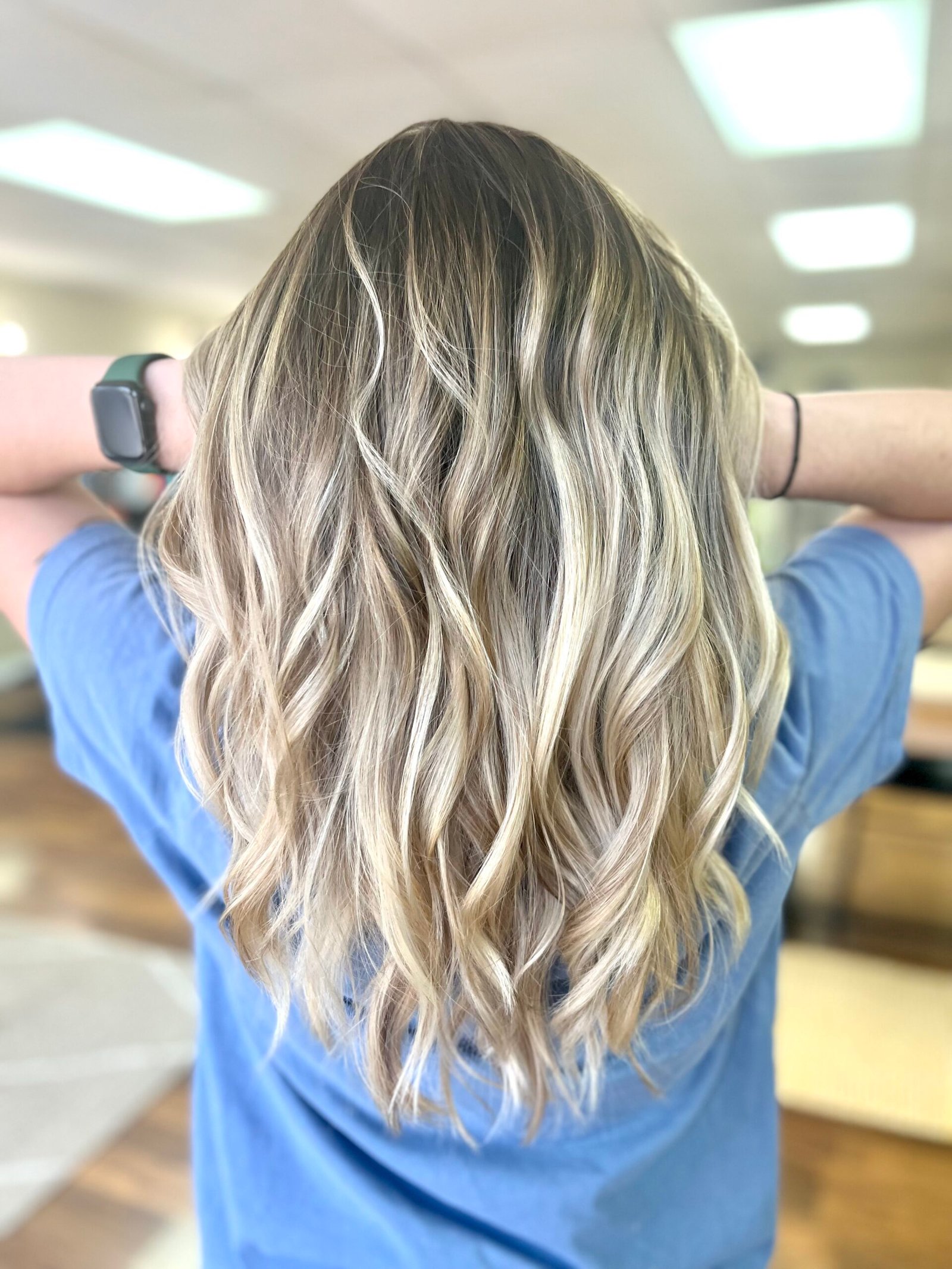 Cool blonde dimensional waves created by Aimee