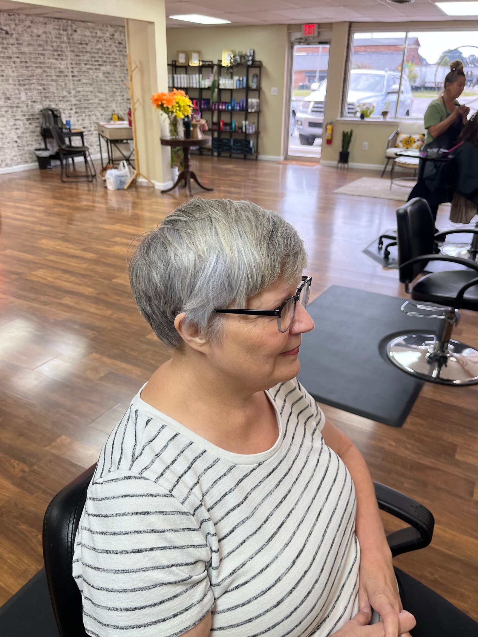 Short silver dimensional cut and color by Aimee